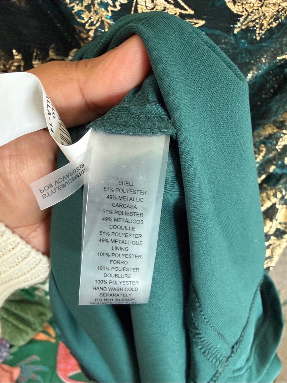 Vince Camuto Metallic Crinkle Knit Dress Teal Gold 14 - Picture 8 of 9
